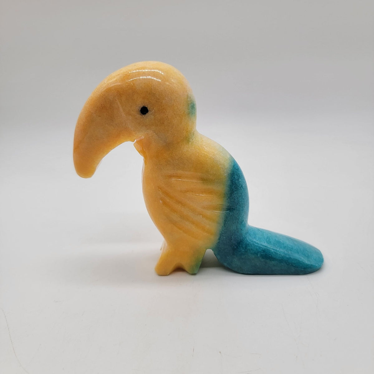 1980s Carved Alabaster Toucan Bird Sculpture