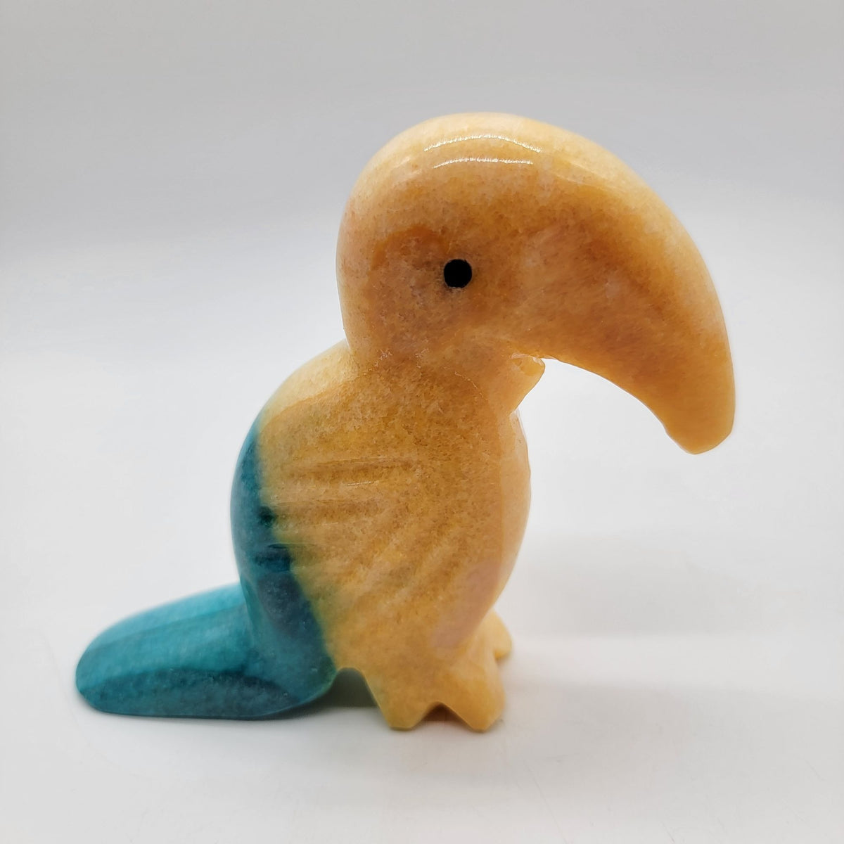 1980s Carved Alabaster Toucan Bird Sculpture