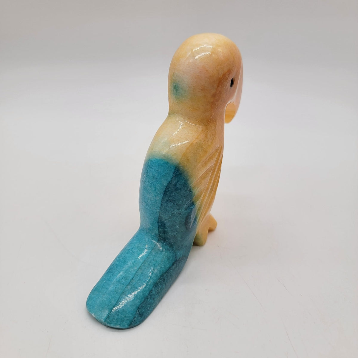 1980s Carved Alabaster Toucan Bird Sculpture