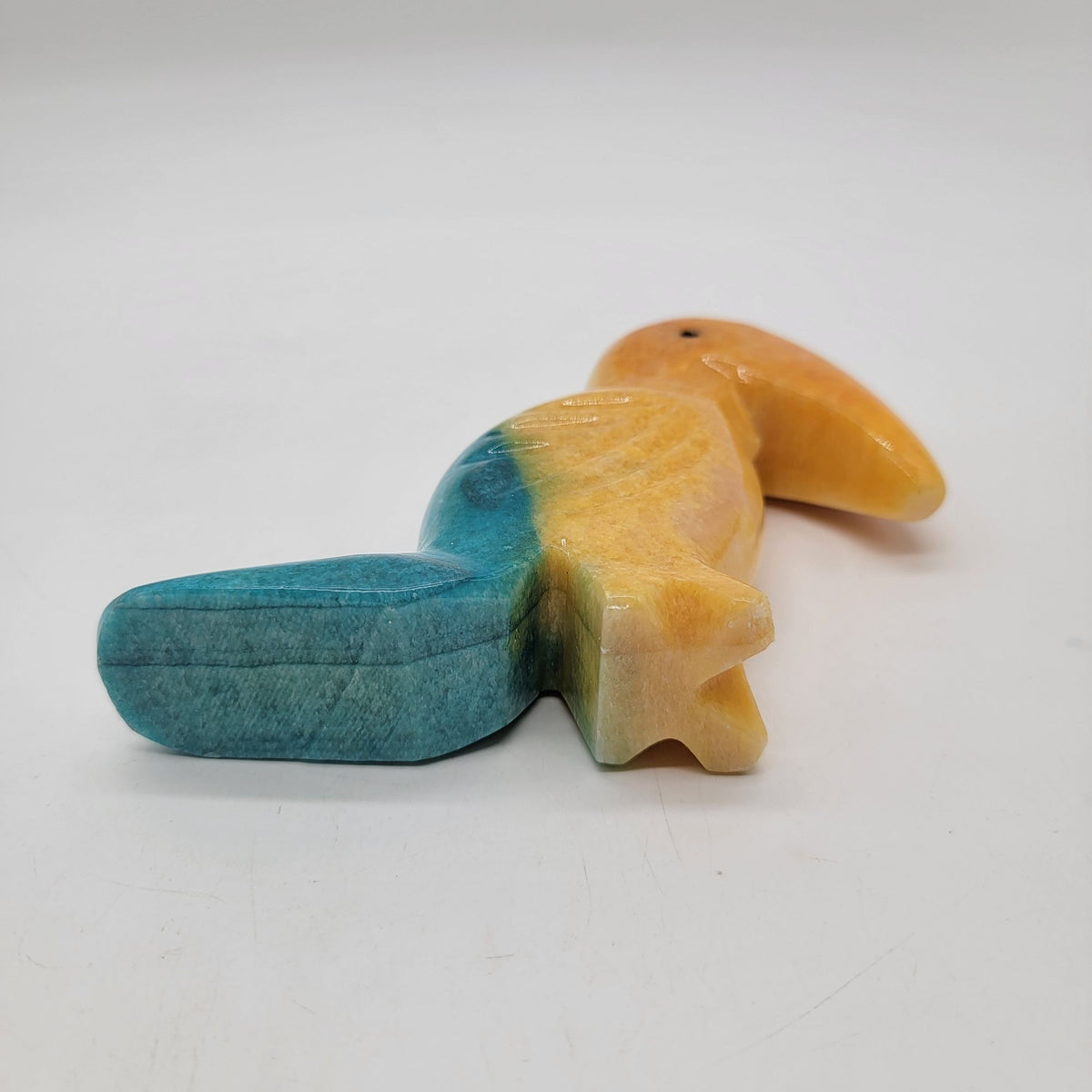 1980s Carved Alabaster Toucan Bird Sculpture