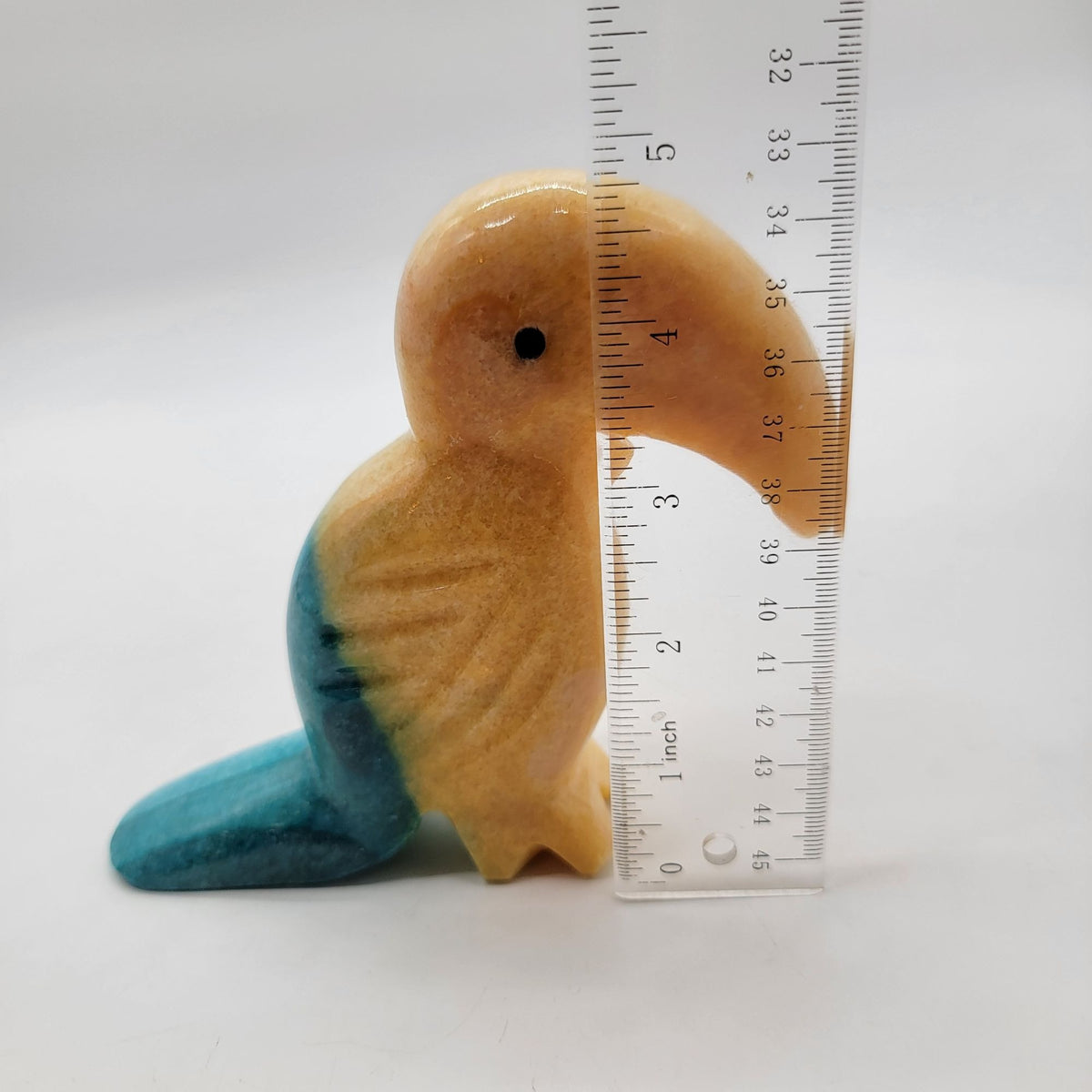 1980s Carved Alabaster Toucan Bird Sculpture