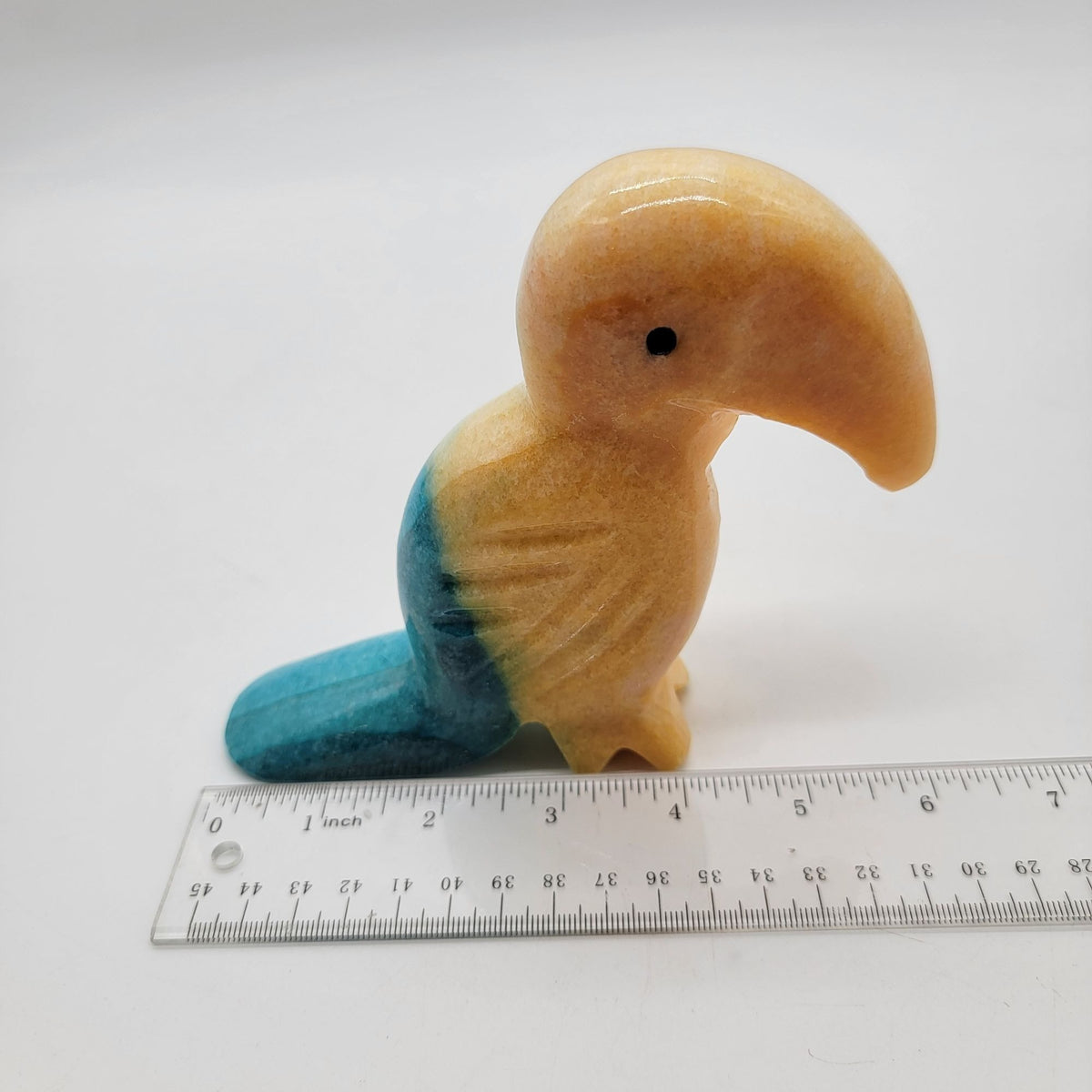 1980s Carved Alabaster Toucan Bird Sculpture