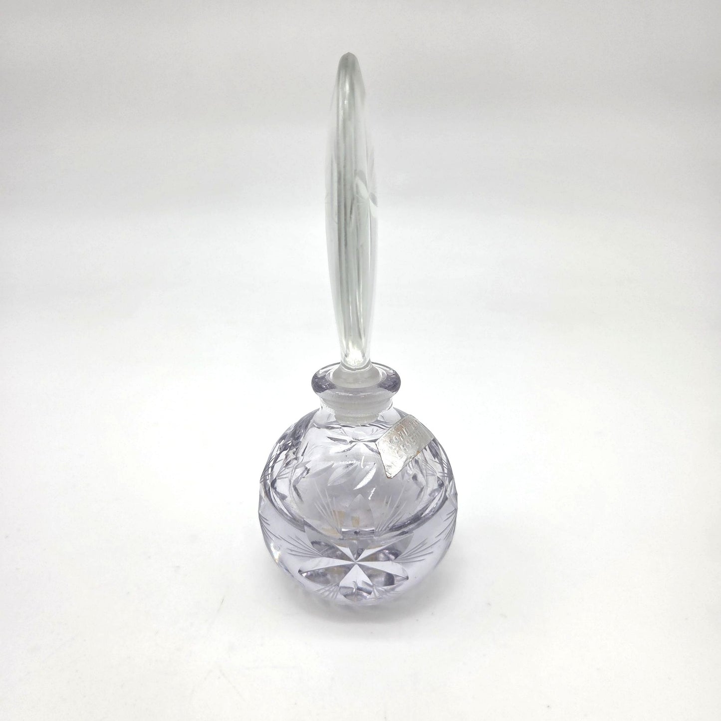 Vintage Hand Cut Crystal Perfume Bottle With Etched Stopper