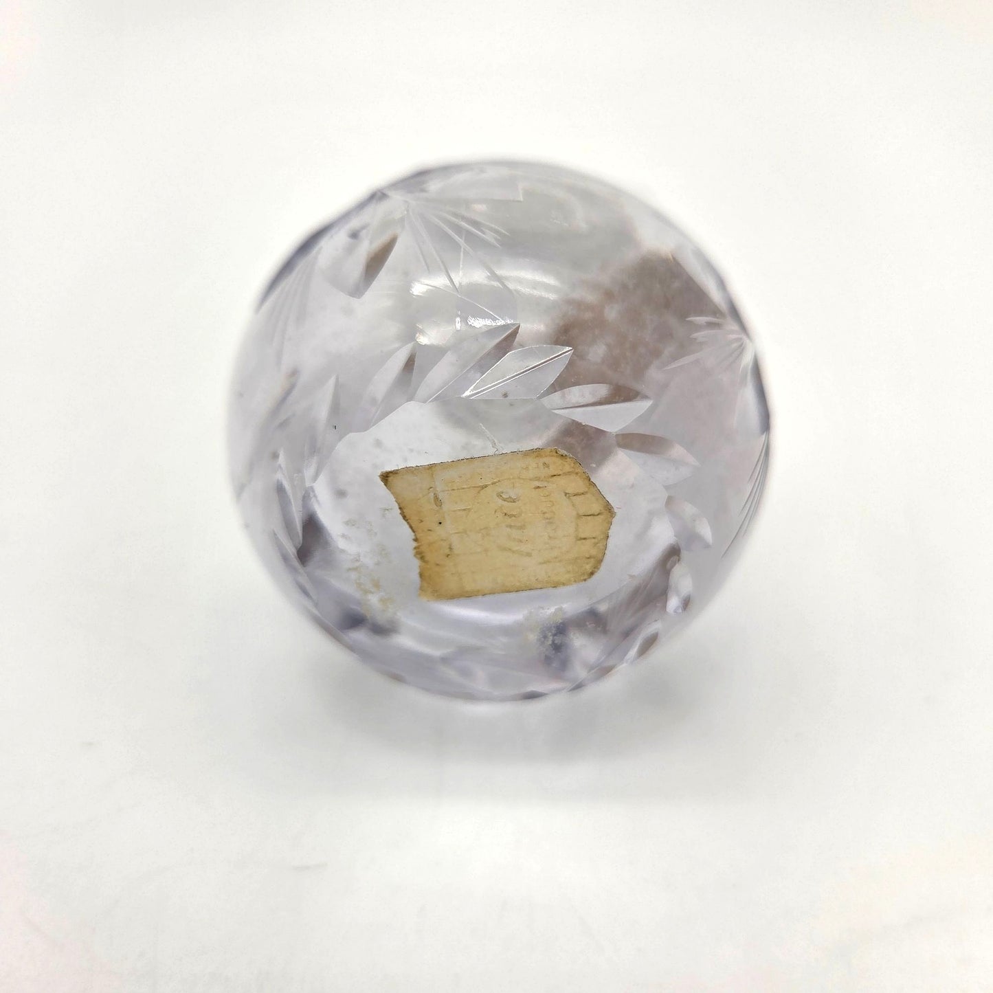 Vintage Hand Cut Crystal Perfume Bottle With Etched Stopper