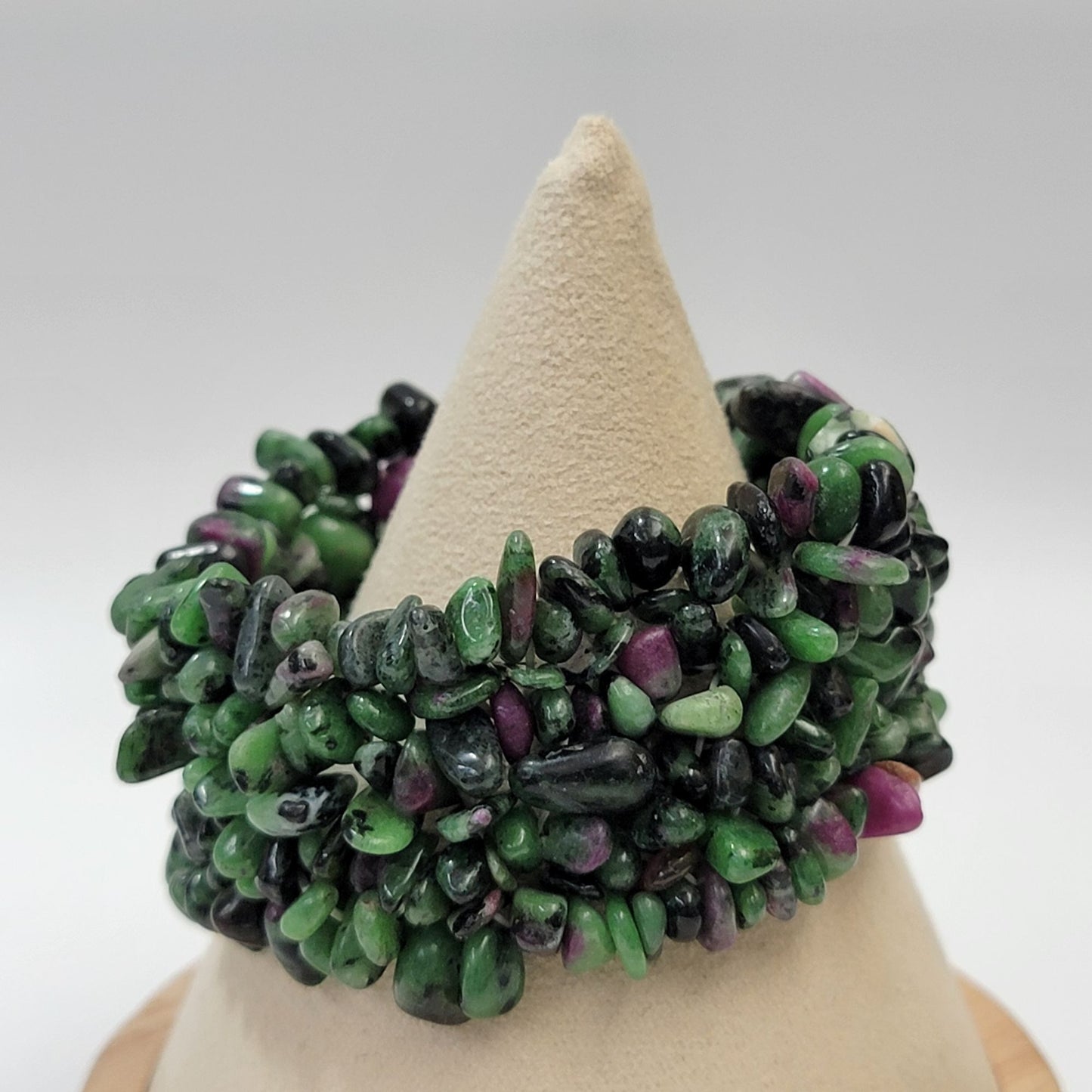 Ruby Zoisite Gemstone Multi-Strand Beaded Stretch Bracelet