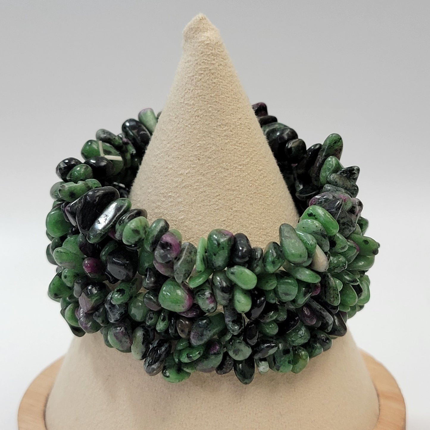 Ruby Zoisite Gemstone Multi-Strand Beaded Stretch Bracelet