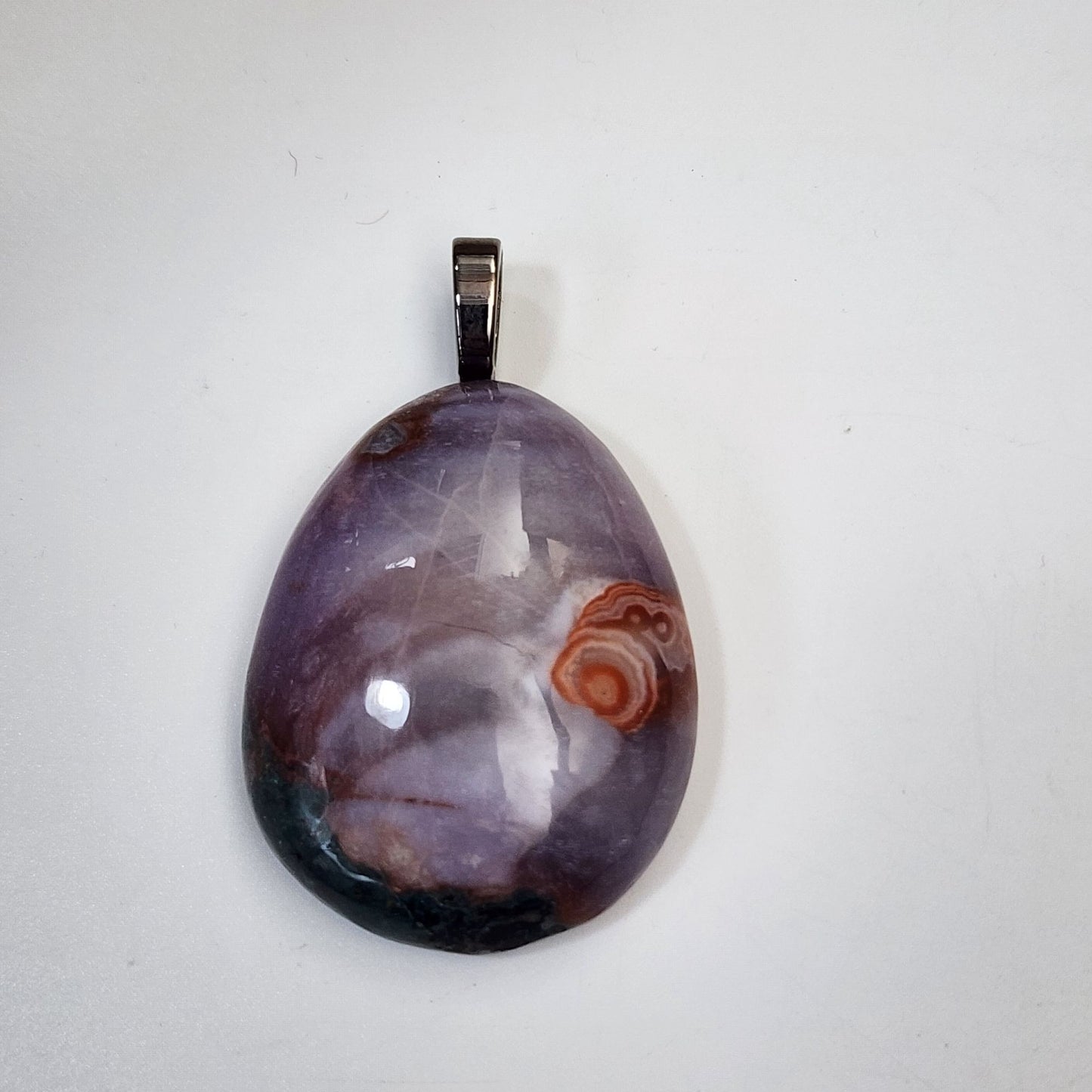Artisan Purple Rainbow Agate Gemstone Cabochon Pendant