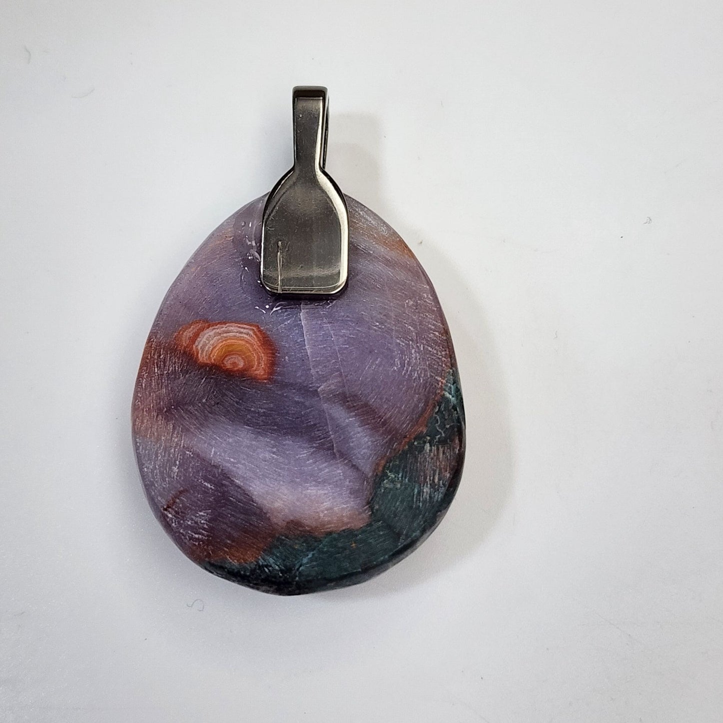 Artisan Purple Rainbow Agate Gemstone Cabochon Pendant