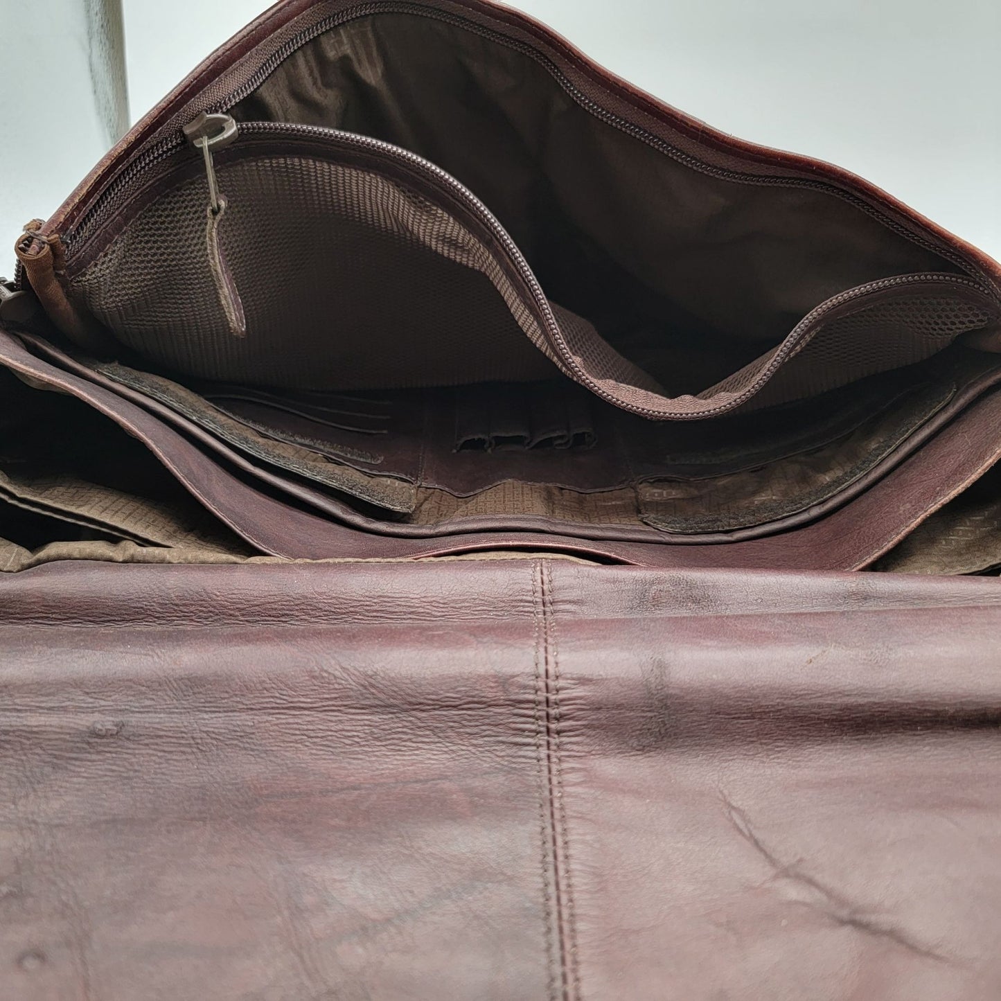 Vintage Protocol Brown Leather Briefcase Messenger Bag
