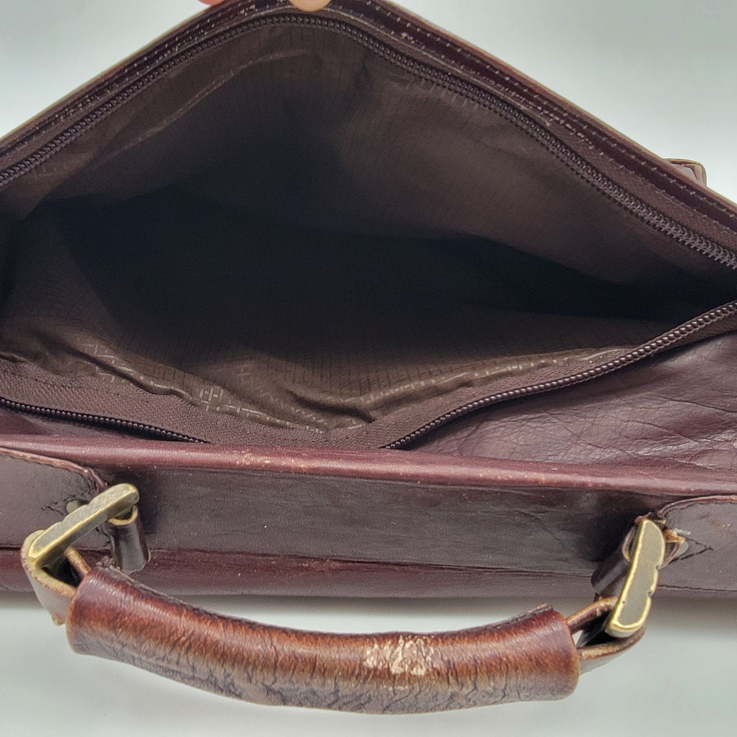 Vintage Protocol Brown Leather Briefcase Messenger Bag