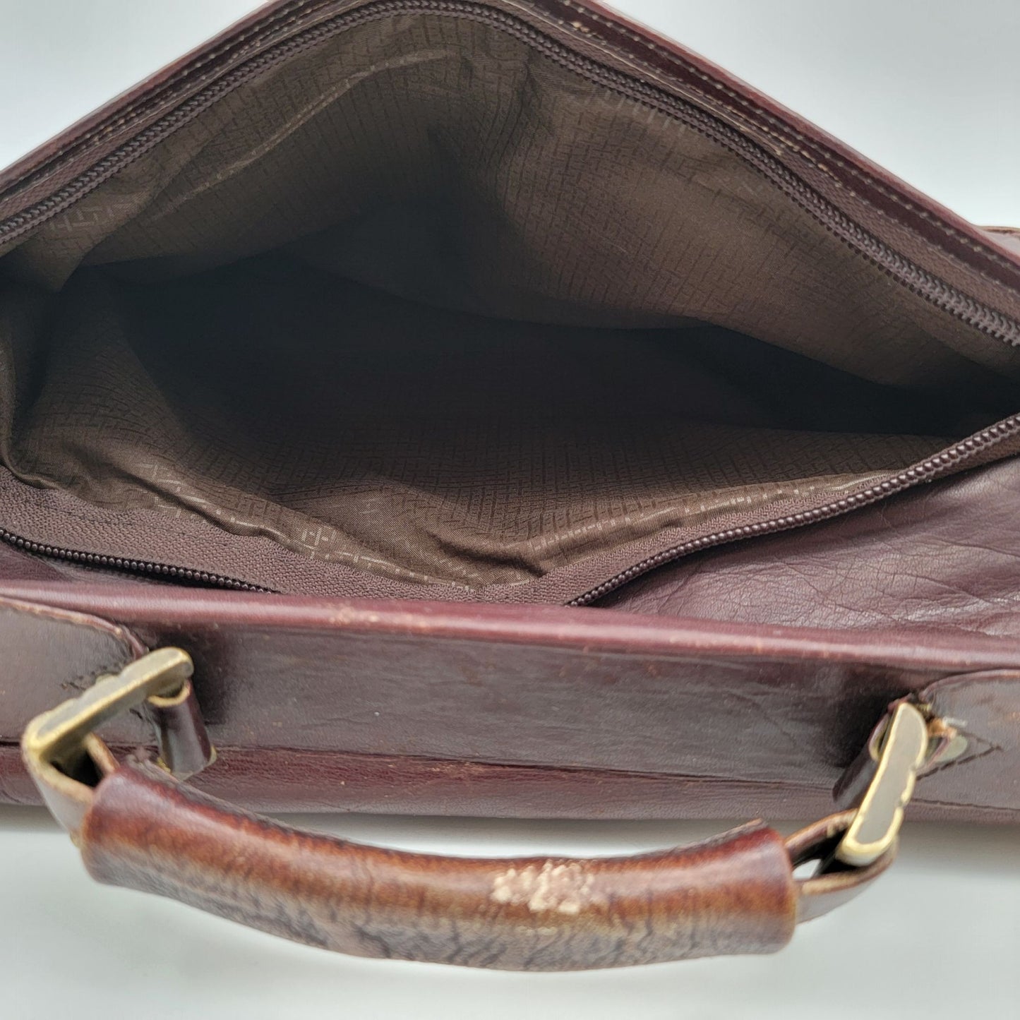 Vintage Protocol Brown Leather Briefcase Messenger Bag