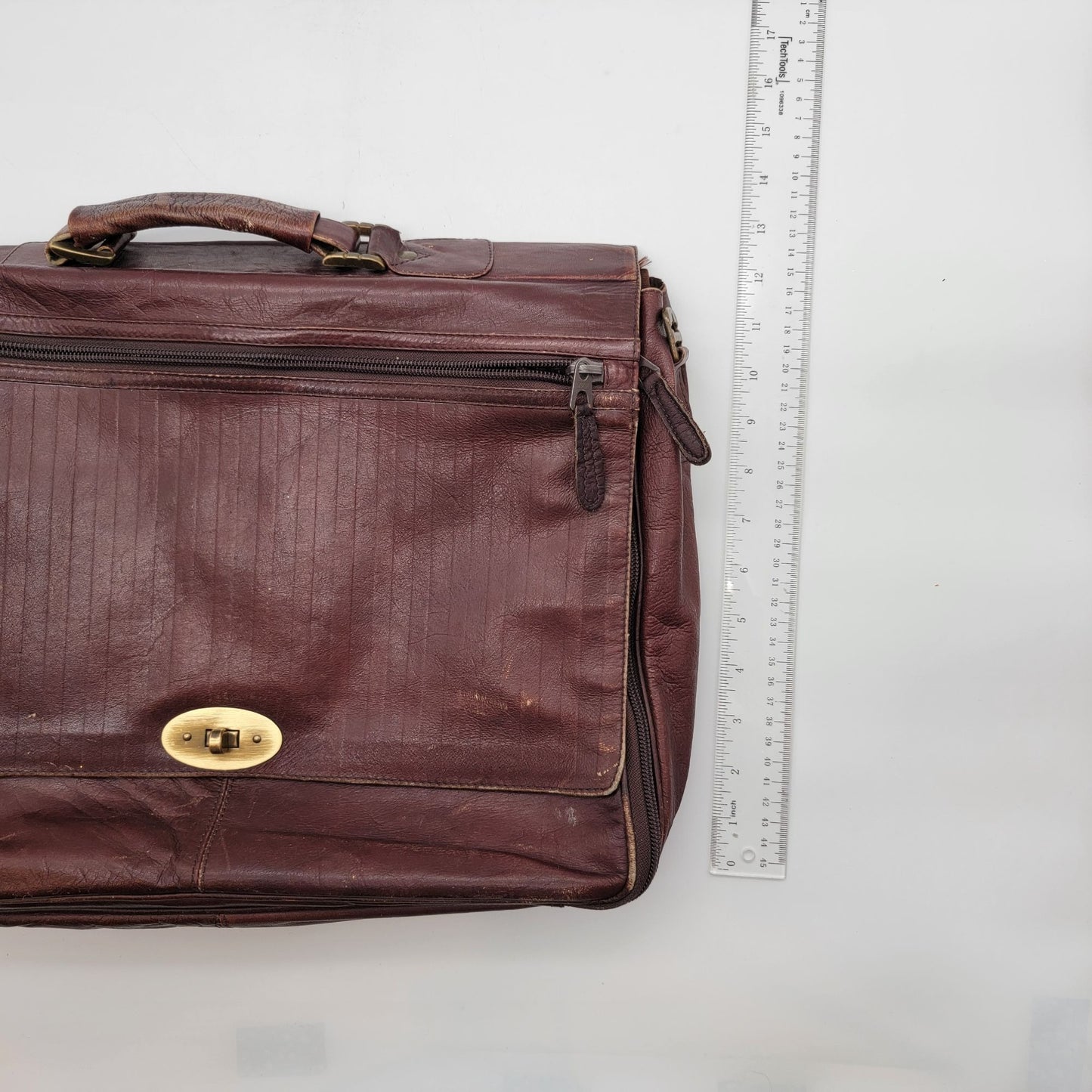 Vintage Protocol Brown Leather Briefcase Messenger Bag