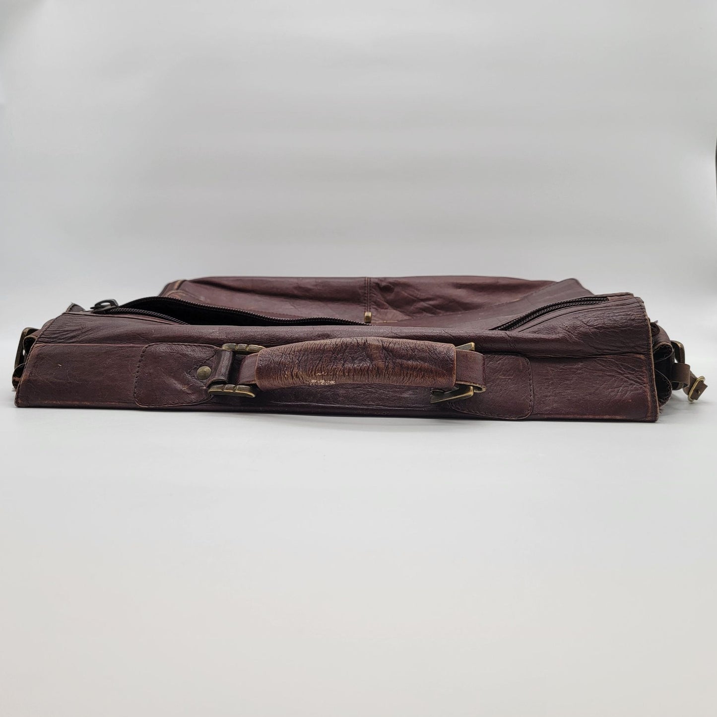 Vintage Protocol Brown Leather Briefcase Messenger Bag