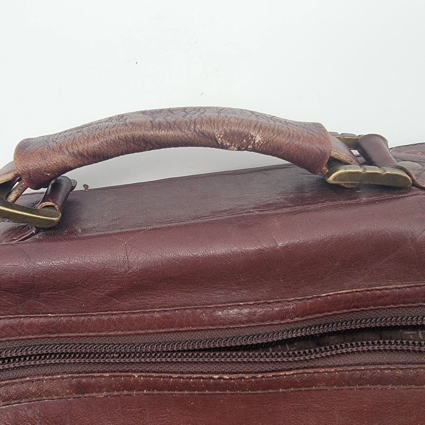 Vintage Protocol Brown Leather Briefcase Messenger Bag
