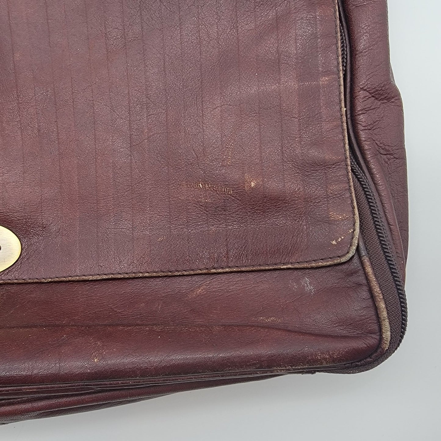 Vintage Protocol Brown Leather Briefcase Messenger Bag