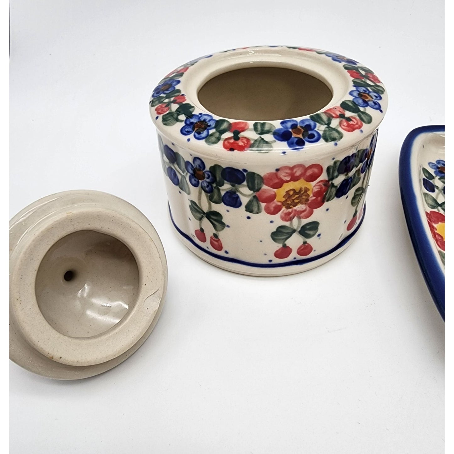Polish Pottery Sugar Bowl and Creamer Set Unikat Andy Boleslawiec Poland
