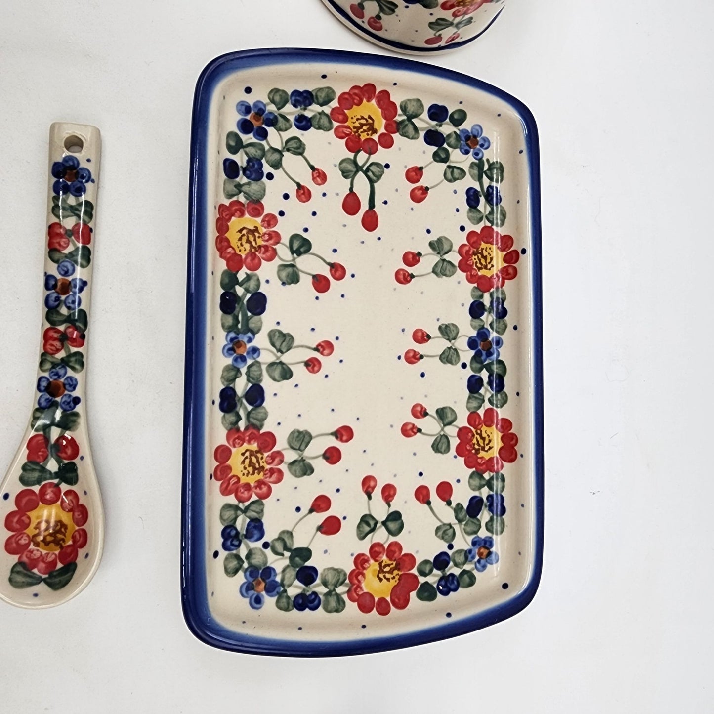 Polish Pottery Sugar Bowl and Creamer Set Unikat Andy Boleslawiec Poland
