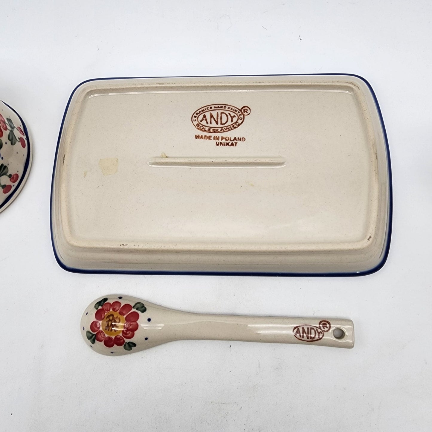 Polish Pottery Sugar Bowl and Creamer Set Unikat Andy Boleslawiec Poland
