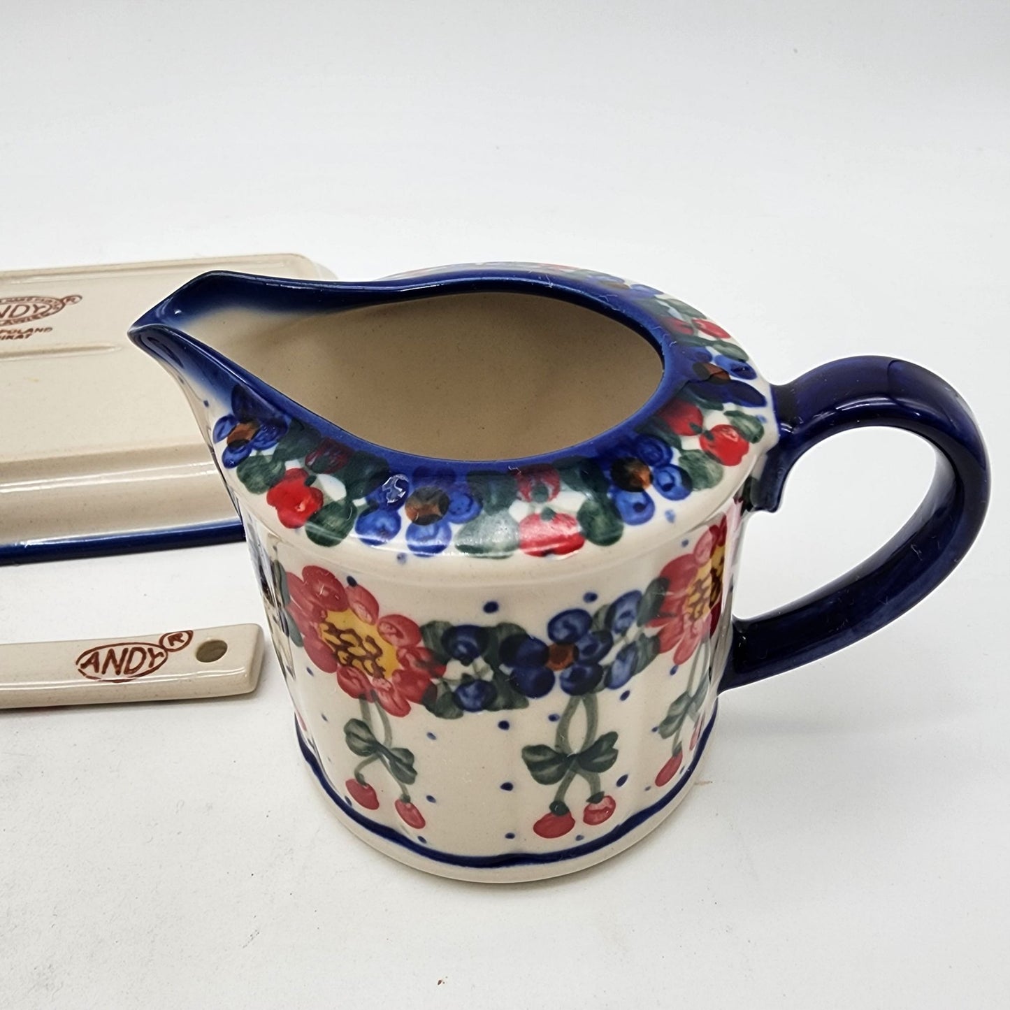 Polish Pottery Sugar Bowl and Creamer Set Unikat Andy Boleslawiec Poland