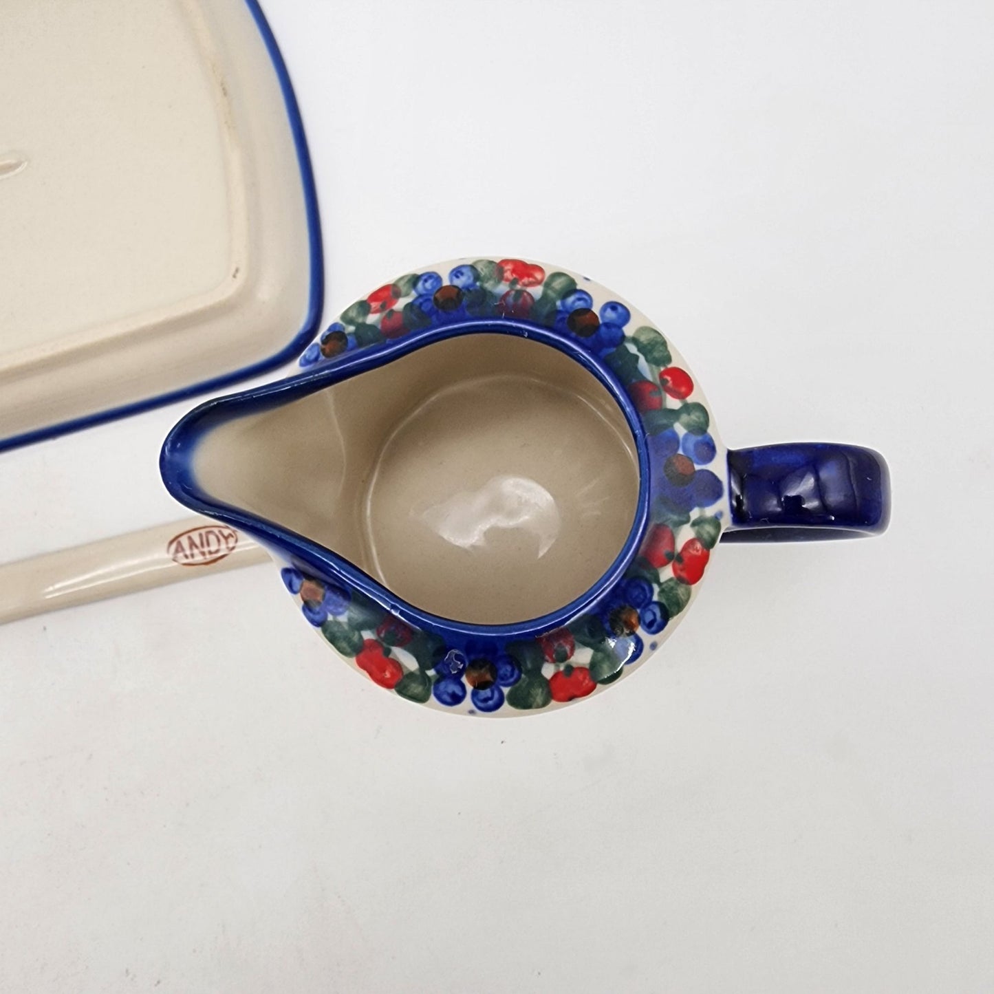 Polish Pottery Sugar Bowl and Creamer Set Unikat Andy Boleslawiec Poland