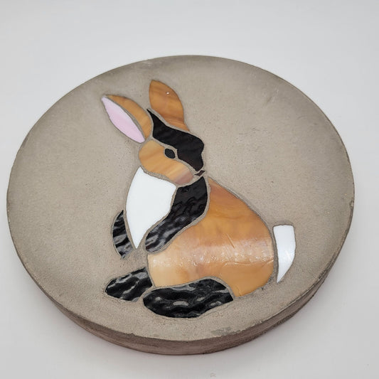 Mosaic Glass Bunny Rabbit Concrete Stepping Stone