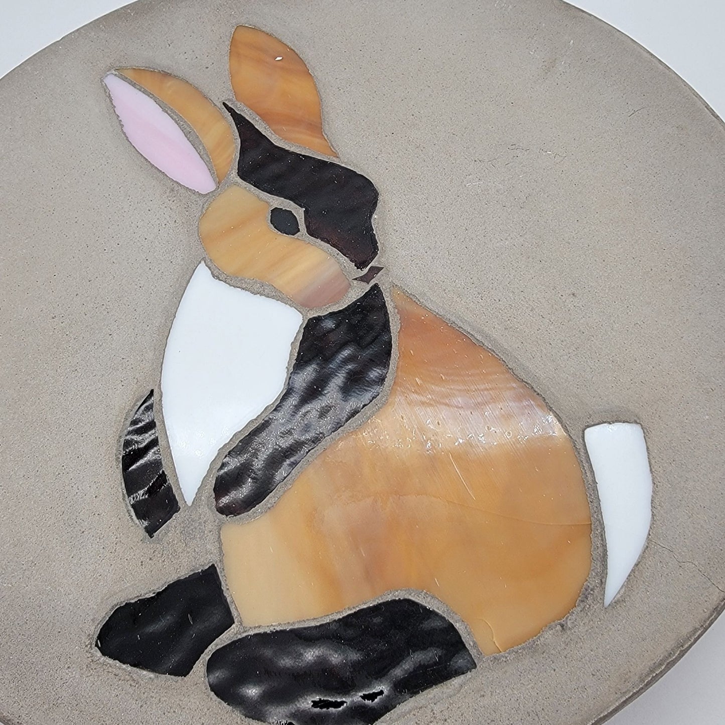 Mosaic Glass Bunny Rabbit Concrete Stepping Stone