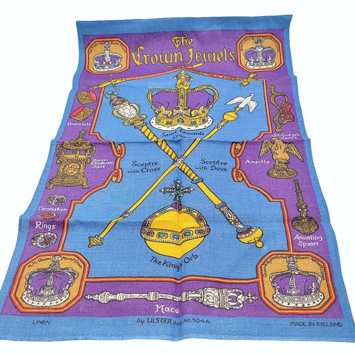 The Crown Jewels Irish Linen Tea Towel By Ulster 5046 Made In Ireland