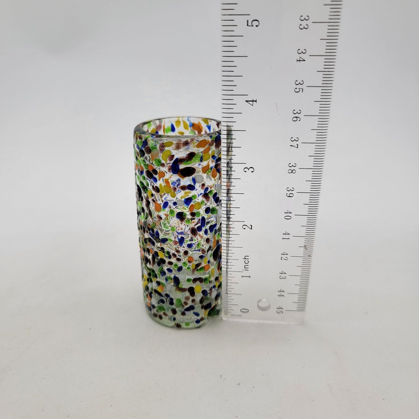 Mexican Hand Blown Confetti Art Glass Shot Glass