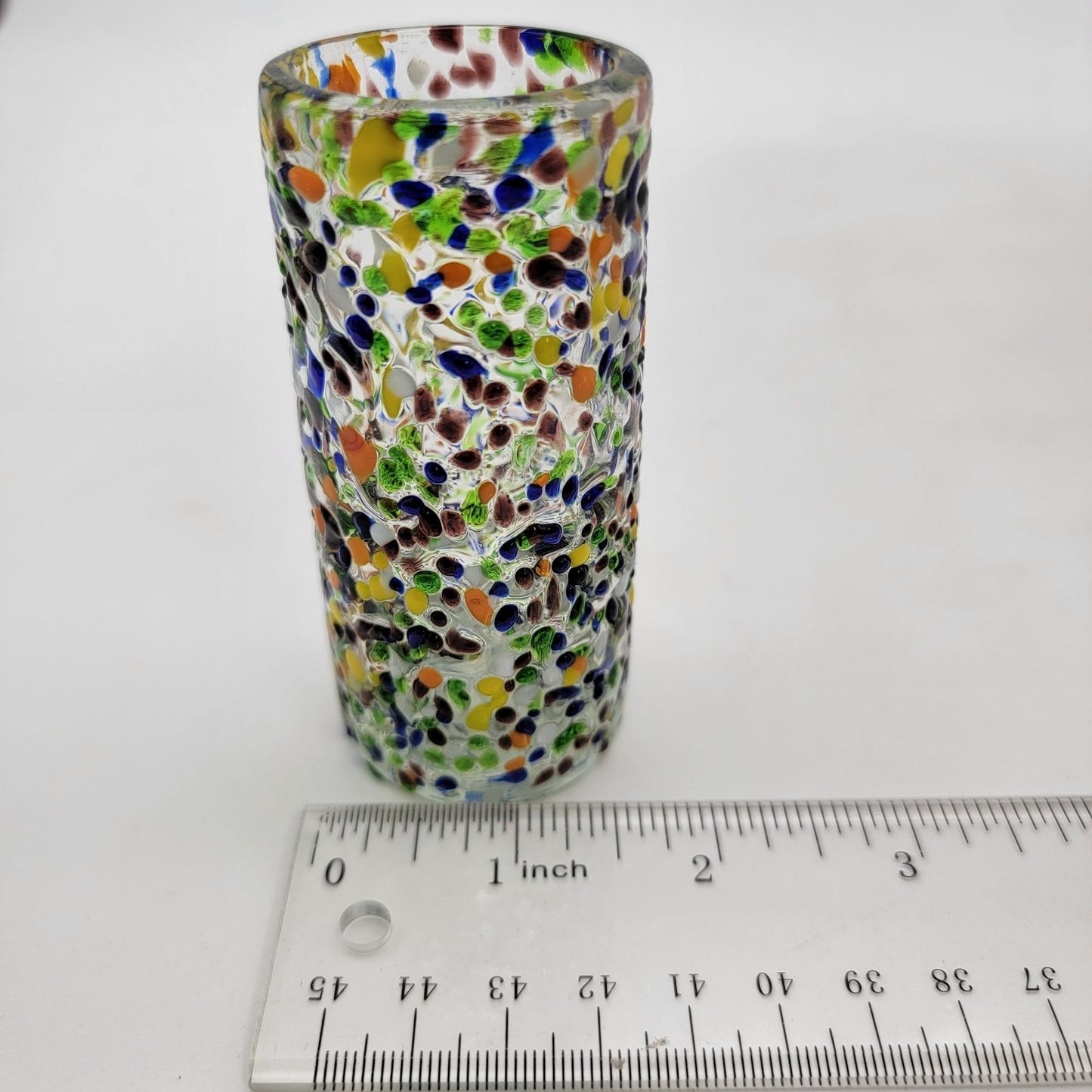 Mexican Hand Blown Confetti Art Glass Shot Glass