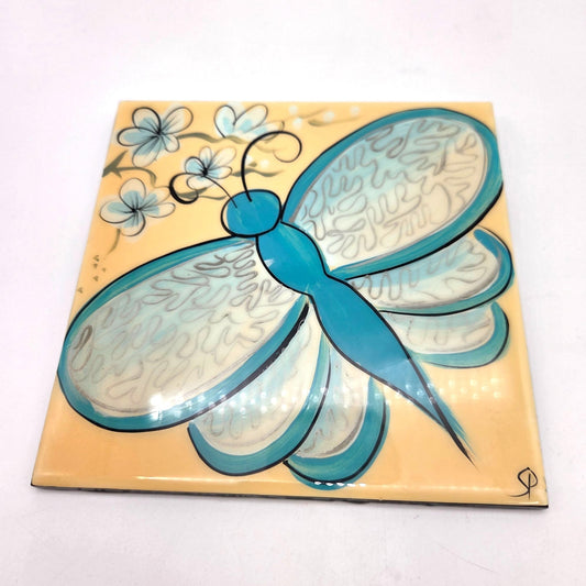 Sharon Peterkin Hand-Painted Butterfly Tile