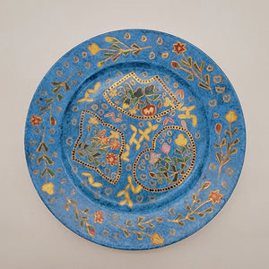Antique 1880 Hand-Painted Porcelain Plate Blue