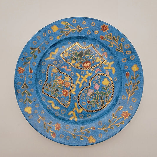 Antique 1880 Hand-Painted Porcelain Plate Blue