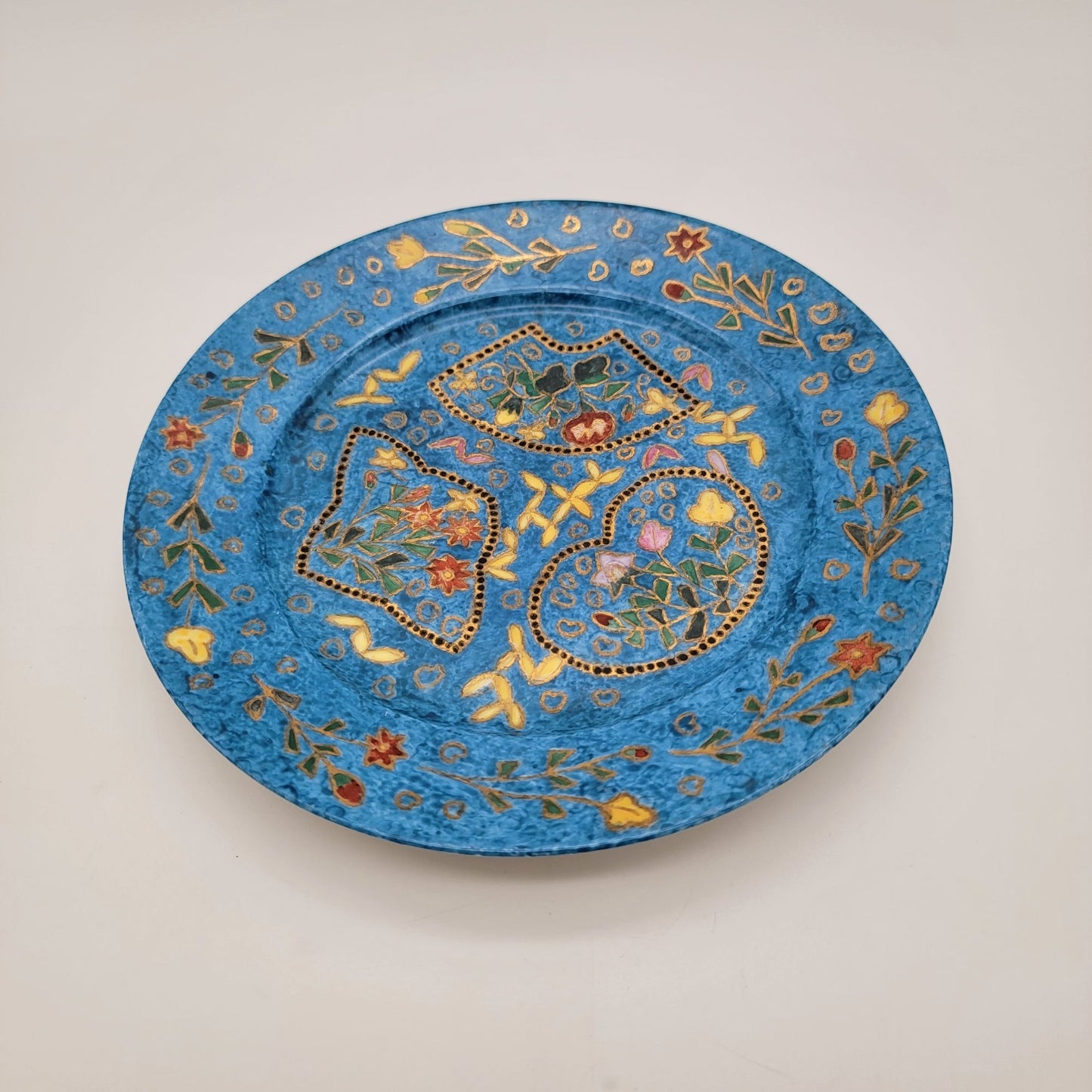 Antique 1880 Hand-Painted Porcelain Plate Blue