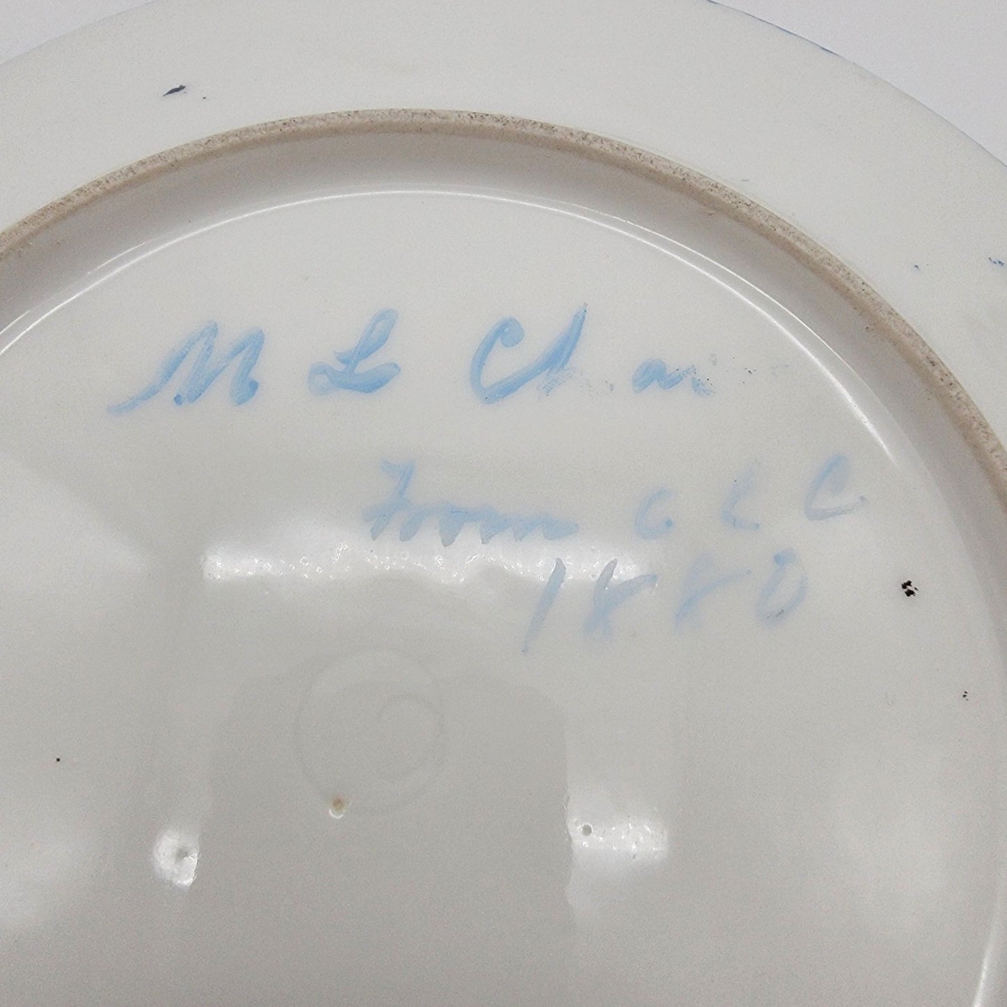 Antique 1880 Hand-Painted Porcelain Plate Blue