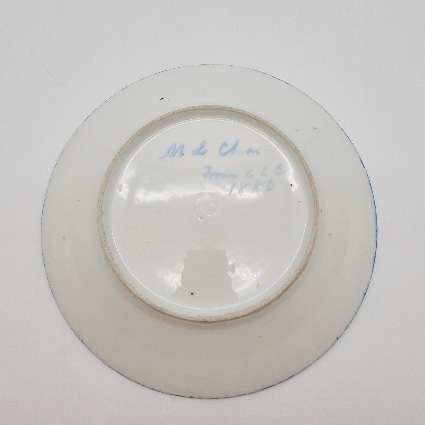 Antique 1880 Hand-Painted Porcelain Plate Blue