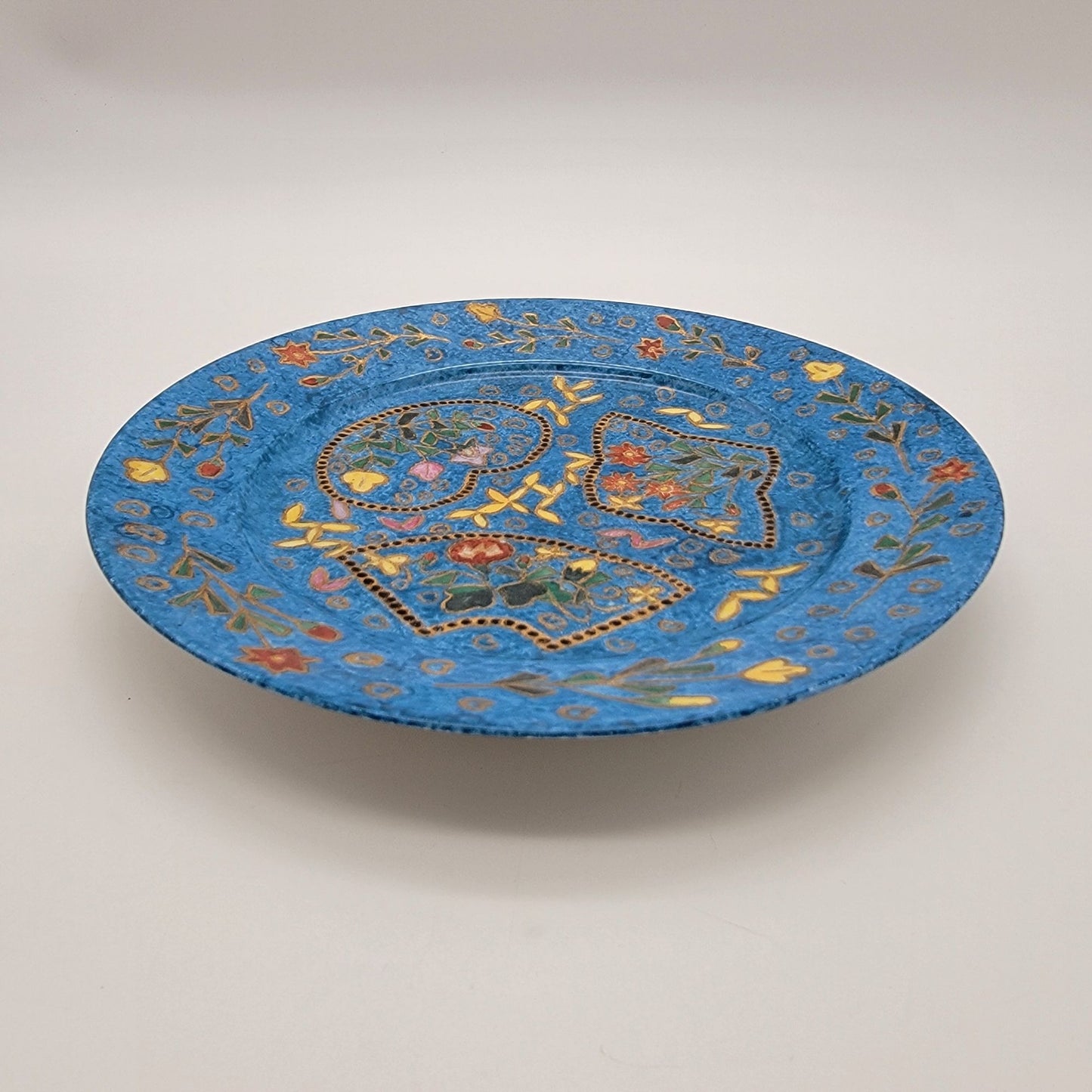 Antique 1880 Hand-Painted Porcelain Plate Blue