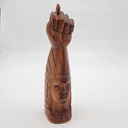 Vintage Hand-Carved Native American Figa Fist Wood Totem Statue