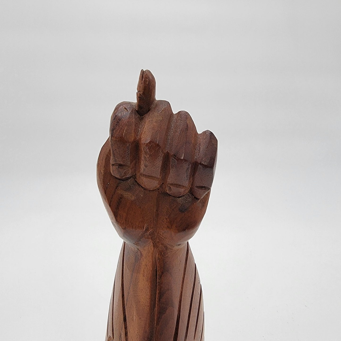Vintage Hand-Carved Native American Figa Fist Wood Totem Statue
