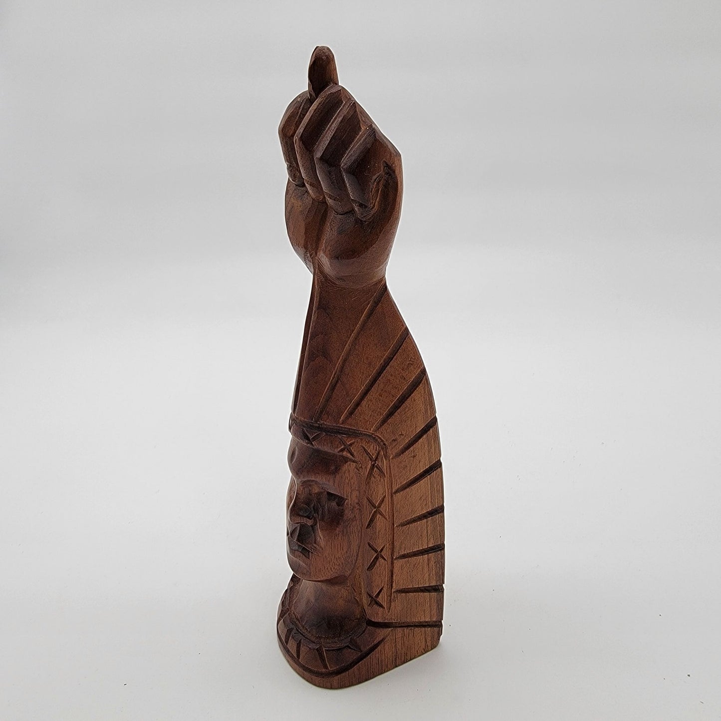 Vintage Hand-Carved Native American Figa Fist Wood Totem Statue