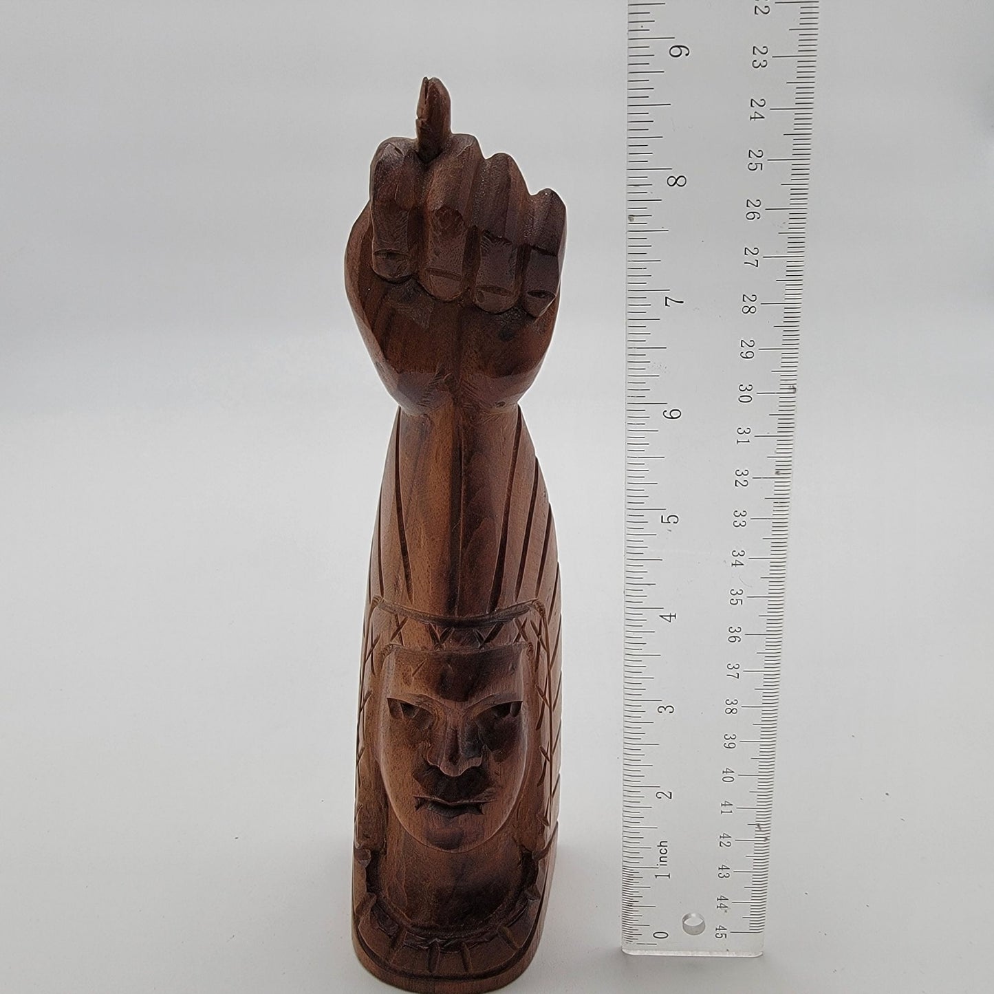 Vintage Hand-Carved Native American Figa Fist Wood Totem Statue