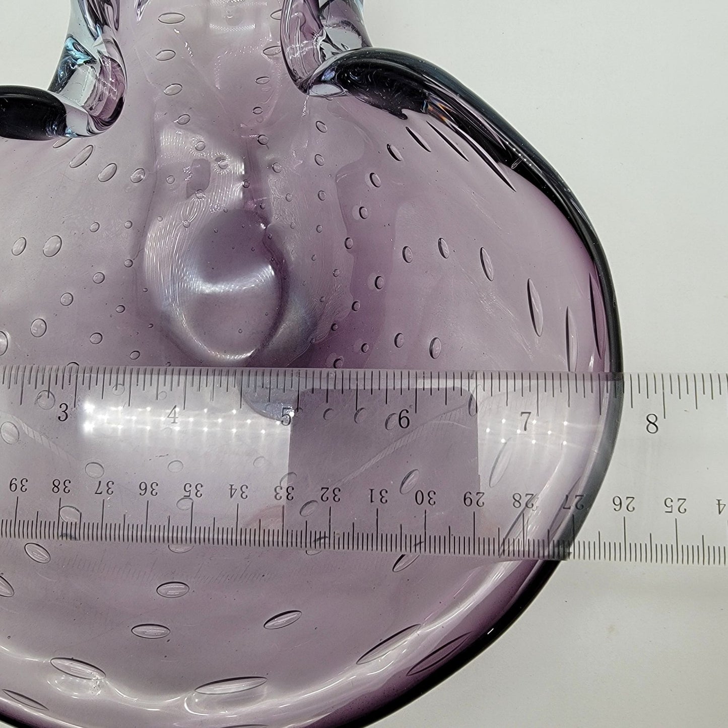 Vintage Mid Century Abstract Amethyst Purple Controlled Bubble Art Glass Ashtray Bowl