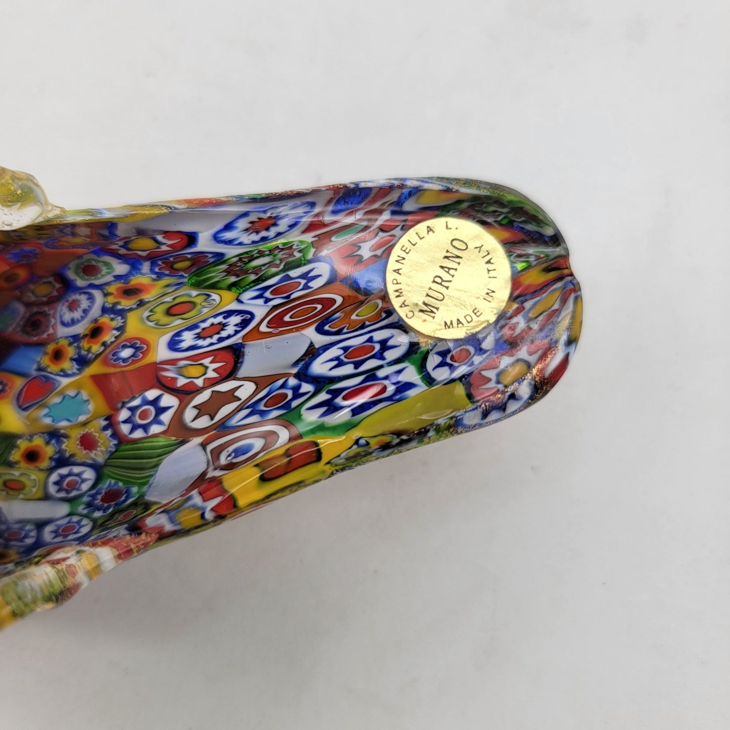 Murano Glass Golden Quilt Millefiori Slipper Sculpture By Vetreria Campanella Livio