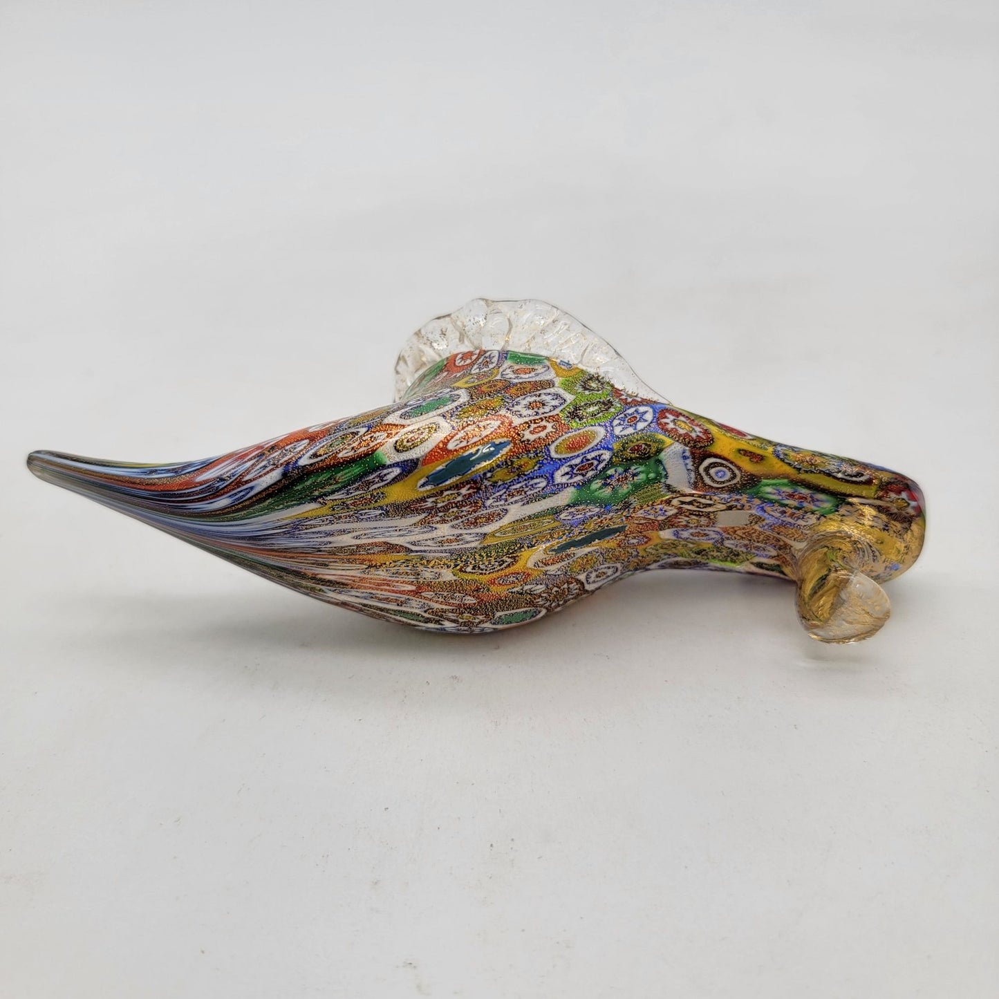 Murano Glass Golden Quilt Millefiori Slipper Sculpture By Vetreria Campanella Livio