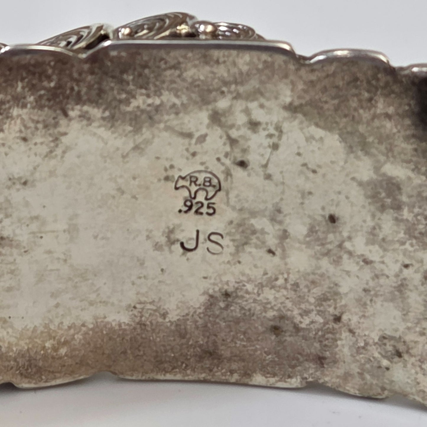 James Shay Running Bear Sterling Silver Navajo Cuff Bracelet Turquoise & Tigers Eye Gemstone