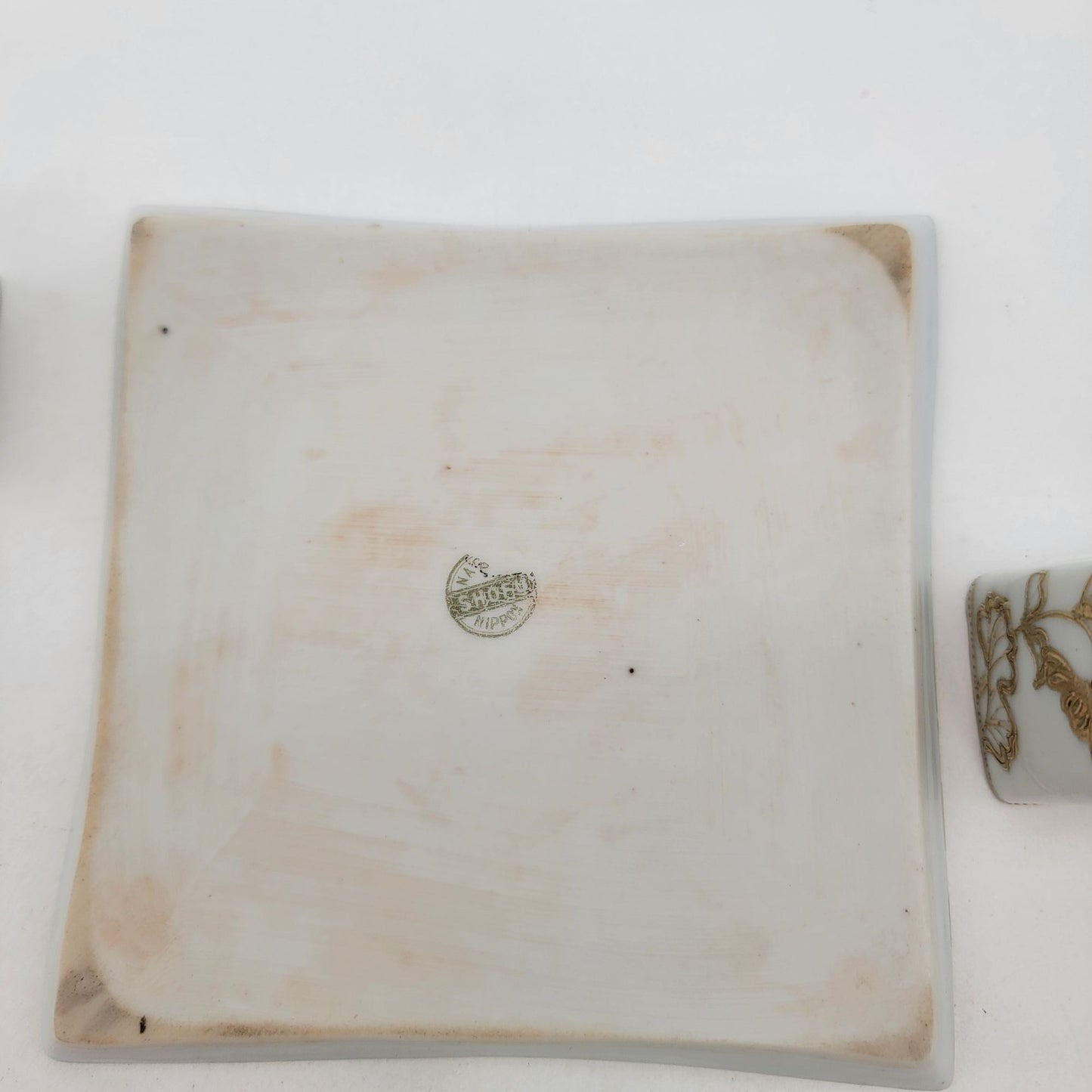 Antique Nagoya Shofu Nippon Porcelain Condiment Set Gold Gilded Floral Design 1890-1921