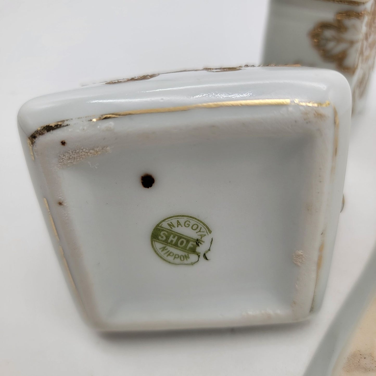 Antique Nagoya Shofu Nippon Porcelain Condiment Set Gold Gilded Floral Design 1890-1921