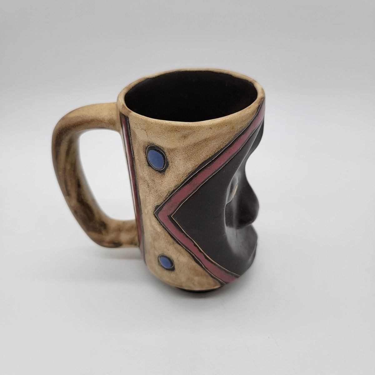 Designs by Mara Mexican Pottery Tribal Face Mug Signed