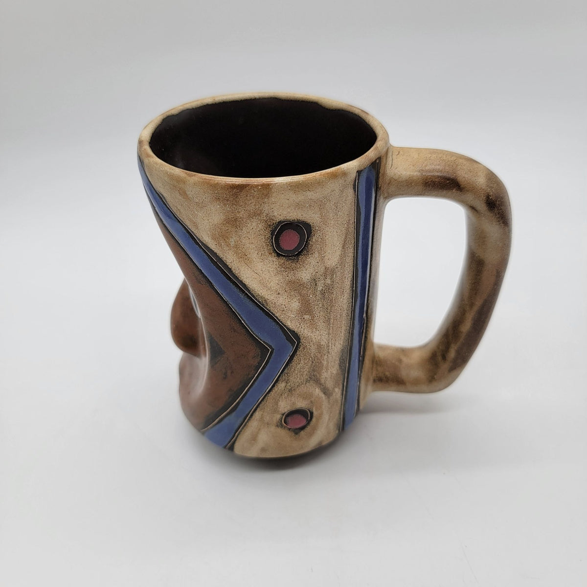 Designs by Mara Mexican Pottery Tribal Face Mug Signed