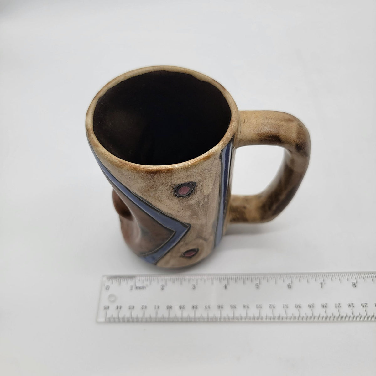 Designs by Mara Mexican Pottery Tribal Face Mug Signed