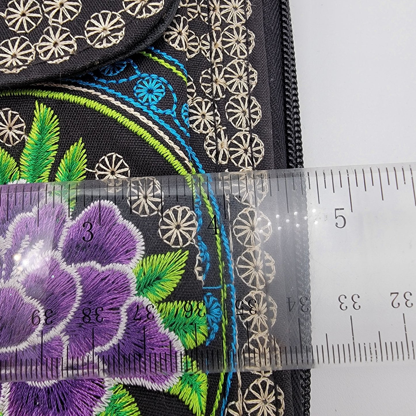 Mexican Embroidered Phone Wallet Crossbody Clutch